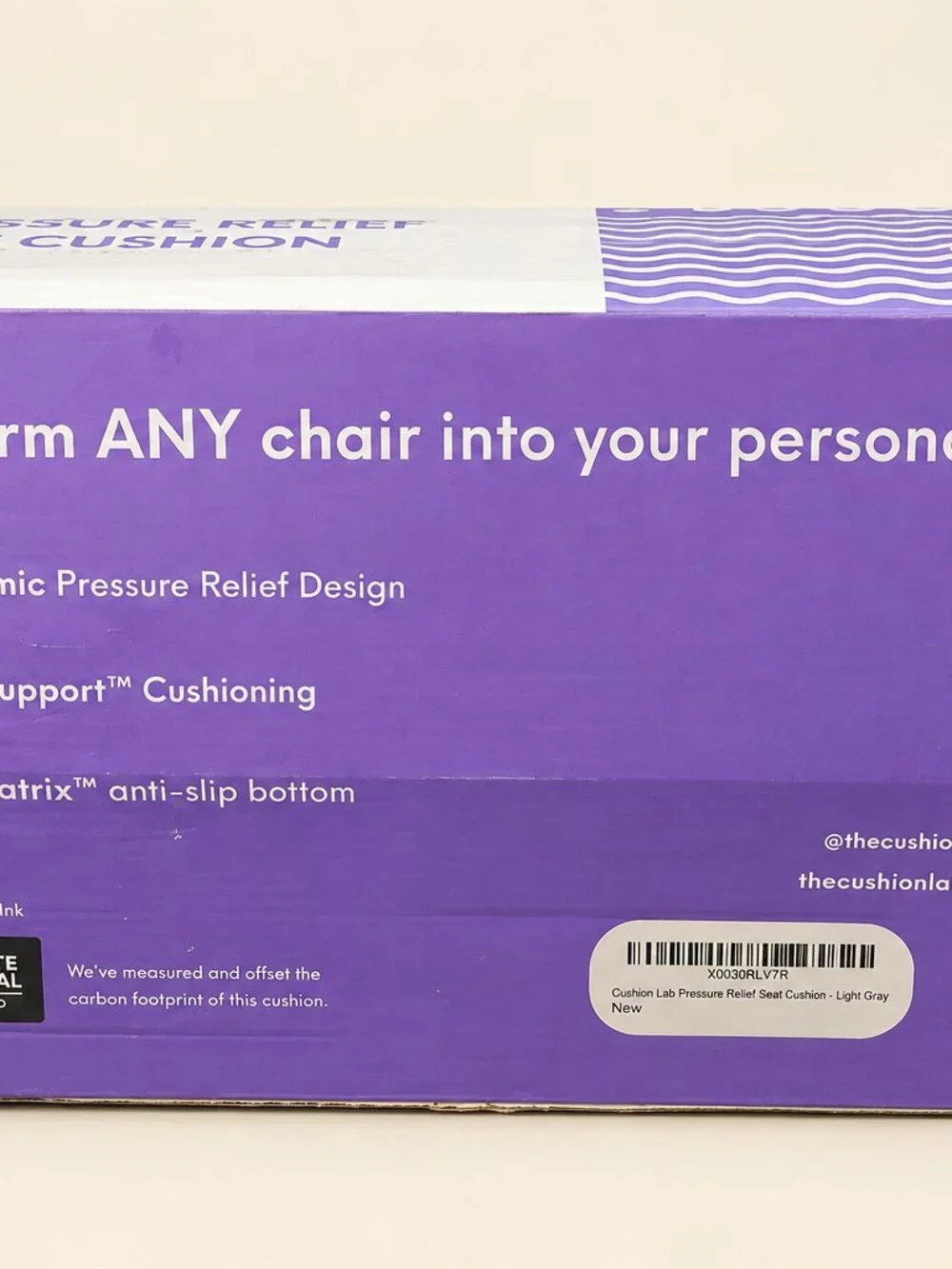 C CUSHION LAB Patented Pressure Relief Seat Cushion for Long Sitting, Gray, New